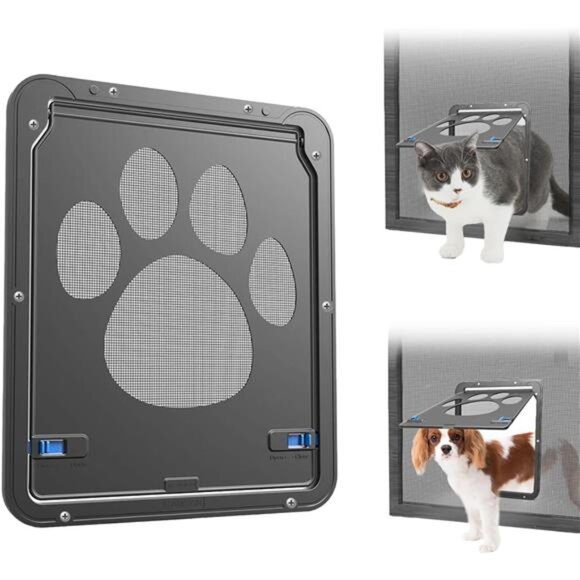 Cat Door for Screen Door, Flap Opening 8 x 10 inches, Cat Door for Window Screen - Picture 1 of 7